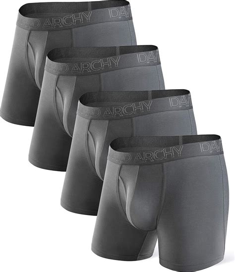 david archy men s underwear breathable boxer briefs bamboo rayon trunks in 3 or 4 pack grey