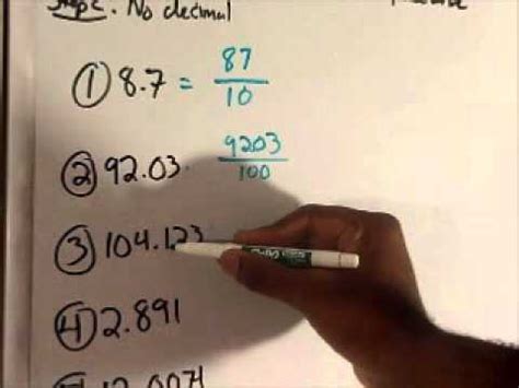 Anyway — to turn a mixed number into an improper fraction (and remember that an improper fraction is simply a fraction with a numerator larger than its denominator — honestly, i never saw anything improper about it, but that's the definition), just do this: Decimals To Improper Fractions - YouTube