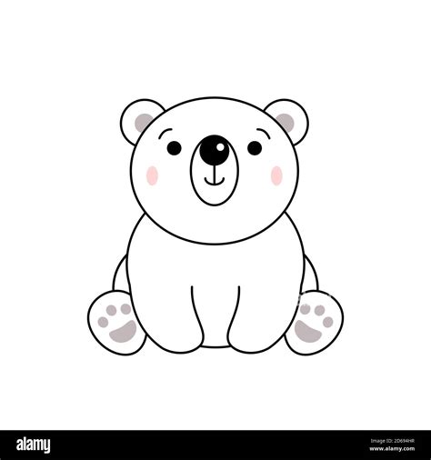 Shy Cute Polar Bear Sitting Looking Curious Kawaii Ice Bear Smiles