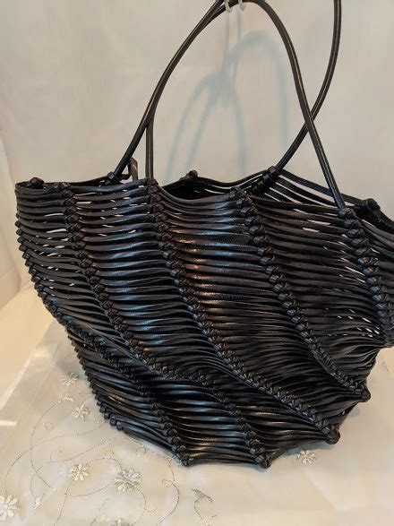 Vintage Ellepi Woven Leather Hobo Bag Wave Pattern Woven Leather Bag