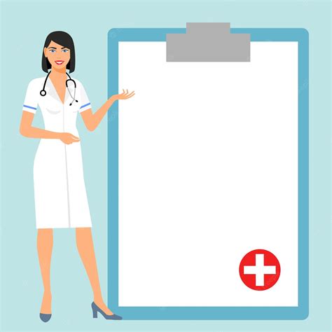 Premium Vector Beautiful Female Nurse Is Holding Clipboard And