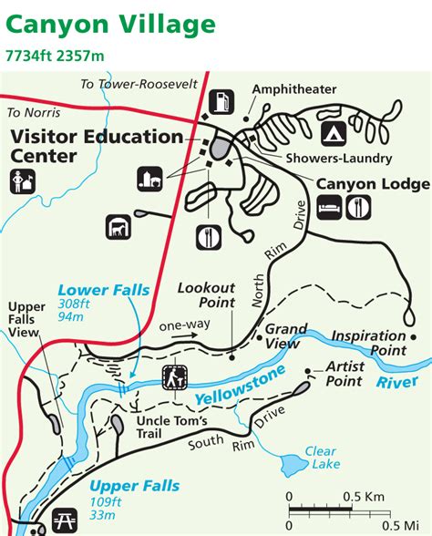 Yellowstone National Park Map Canyon Alltrips