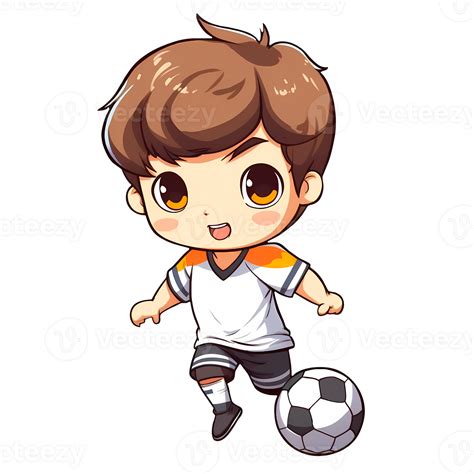 Cute Boy Playing Football Clipart Illustration Ai Generative 27687412 Png
