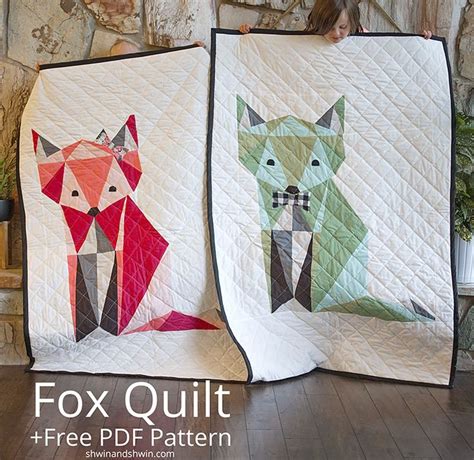 Patchwork Fox Quilt Free Pdf Pattern Fox Quilt Paper Piecing