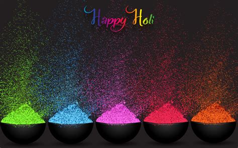 Colorful Gulaal Powder Color Indian Festival For Happy Holi Card With