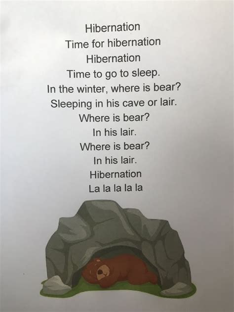 Hibernation Song | Hibernation, Songs, Classroom activities