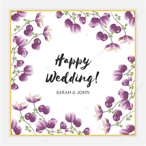 Decorate your template with wedding symbols like rings and doves or organic elements like flowers and leaves. Purple Floral Happy Wedding Gift Card Template for Free ...