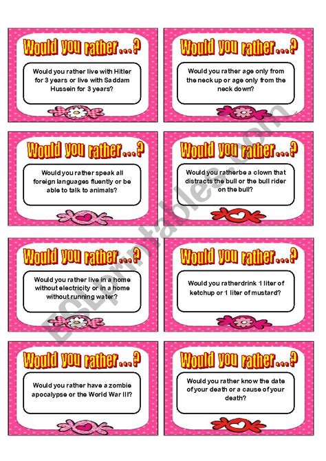 Would You Rather Printable Cards