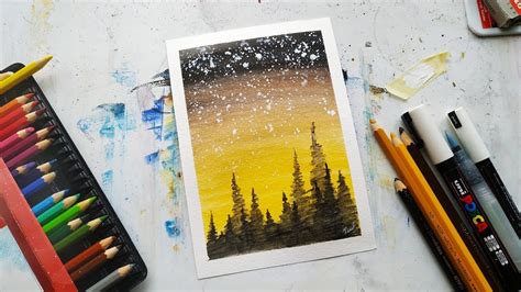 Galaxy Using Watercolor Pencil Painting Tutorial For Beginners Youtube