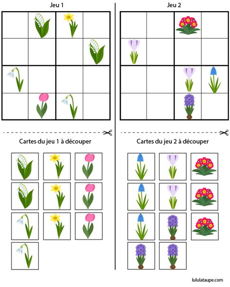 Sudoku facile, moyen, difficile et diabolique. Jeu de sudoku, les fleurs du printemps - Lulu la taupe ...