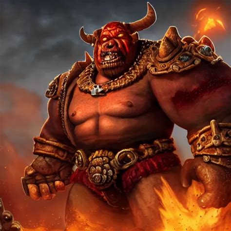 Garrosh Hellscream From World Of Warcraft Sitting On A Stable