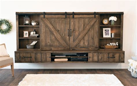Call for availability, in stock items can be purchased and taken home that day. Farmhouse Barn Door Entertainment Center Floating TV Stand ...