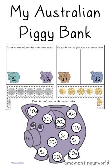 Australian Piggy Bank Money Worksheets Money Math Teaching Money