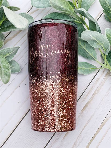 Maybe you would like to learn more about one of these? Rose gold tumbler, Rose gold YETI, ombre glitter tumbler, customized YETI, maroon tumbler ...