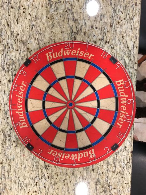 The budweiser dartboard cabinet is american made with solid wood out of specially selected pine with a furniture finish. Rare Budweiser Red Bristle Dart Board #Budweiser ...