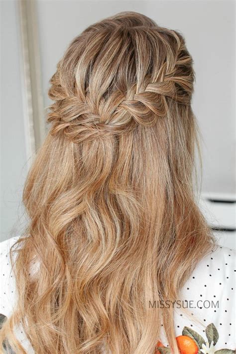 If you plan to style your own hair, then you might also want to try out the diy look before the special day. Half Up Double Fishtail French Braids | Half french braids ...