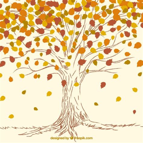 Free Vector Hand Drawn Autumn Tree Background