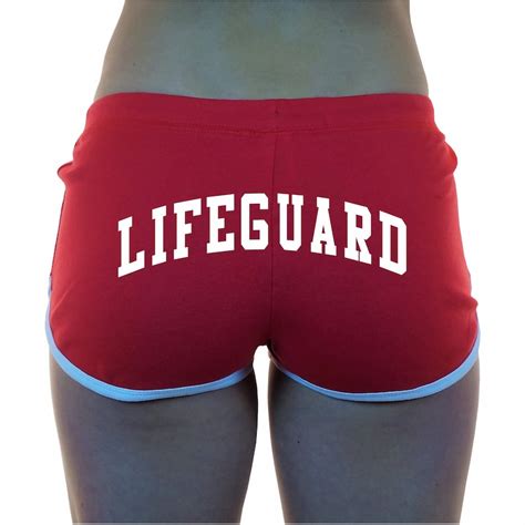 lifeguard red booty shorts white trim sexy hot funny butt ass etsy