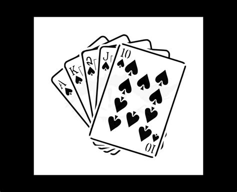 Royal Flush Playing Cards Reusable Stencil Many Sizes Etsy Playing