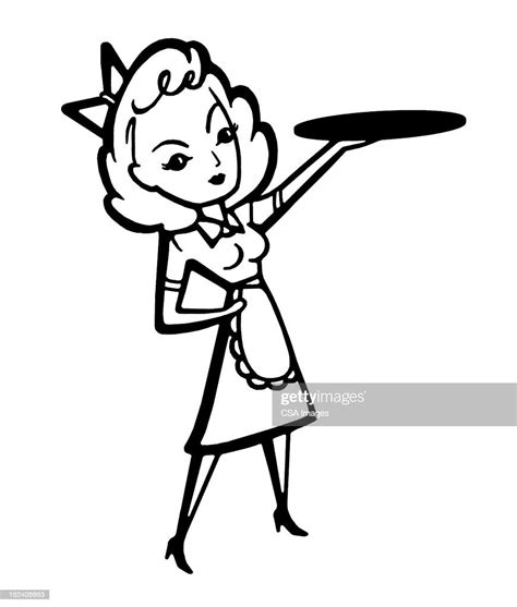 Waitress Holding Tray High Res Vector Graphic Getty Images