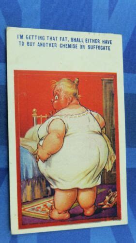 Saucy Bamforth Comic Postcard 1931 Bbw Fat Lady Chemise Underwear Theme