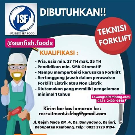 Pabriktas.info adalah pabrik tas promosi yang terpercaya dan terbesar di indonesia. Lowongan Kerja Teknisi Forklift PT Indo Sea Food Desa ...