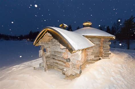 Wooden Hut In Snow Background Stock Image Image Of Holiday Scenic