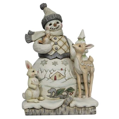 Jim Shore Snowman With Woodland Animals 20cm Large Figurine Heartwood