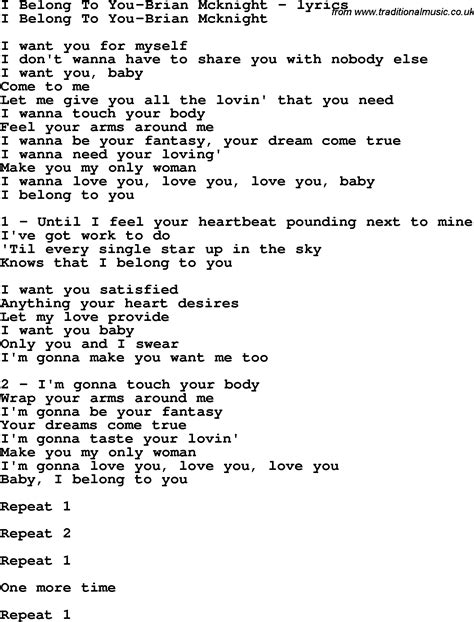 Love Song Lyrics Fori Belong To You Brian Mcknight