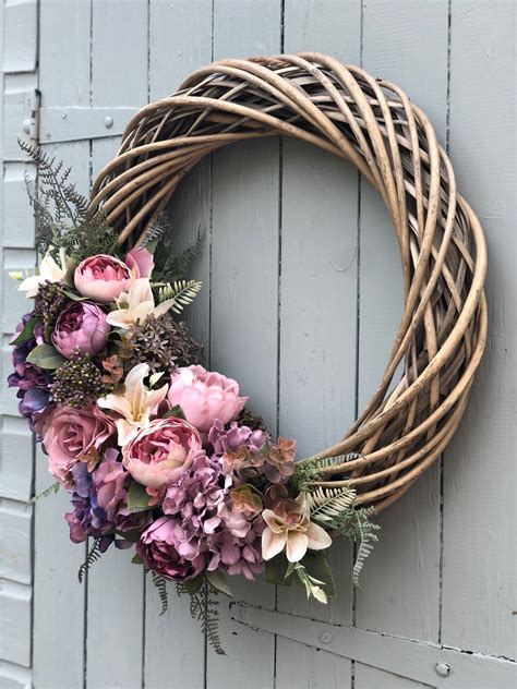Large Floral Willow Wreath Luxury Door Wreath Extra Large Etsy