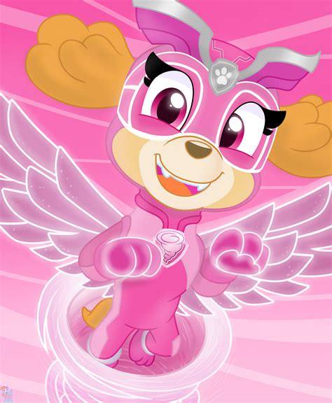 A Cartoon Dog With Wings And A Pink Outfit