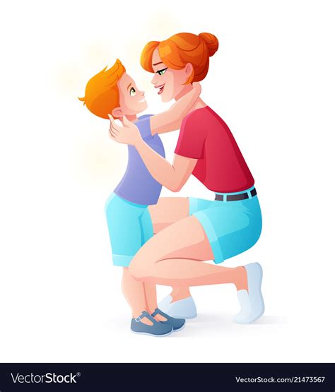 Mother Hugging Her Young Son Royalty Free Vector Image