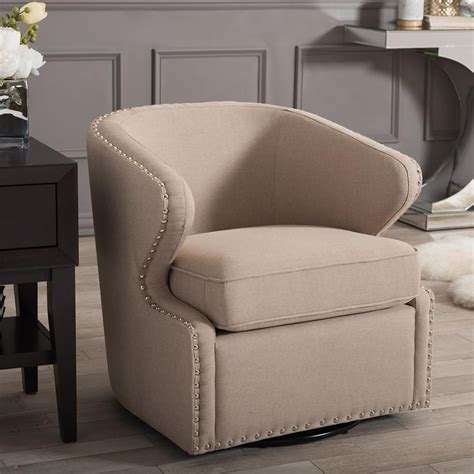 Baxton Studio Finley Mid Century Beige Fabric Upholstered Accent Chair