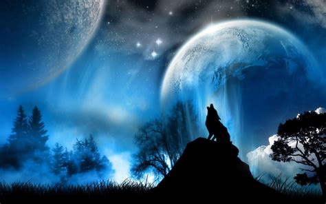 Fantasy wallpaper universe wolf