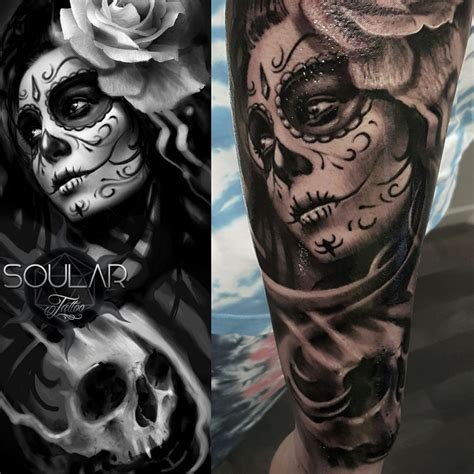 Day Of The Dead Sleeve Tattoo By Matt Parkin Tattoos Soular Tattoo Christchurch New Zealand