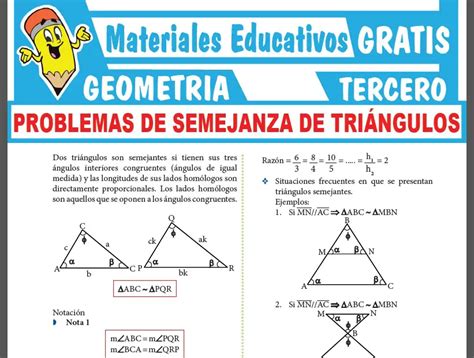 Matematica Tercer Grado Secundaria Semejanzas Del Triangulo Mediciones
