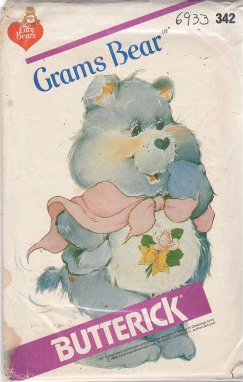 Butterick 6933 Grams Bear Care Bear Pattern 1980s By Mbchills Care