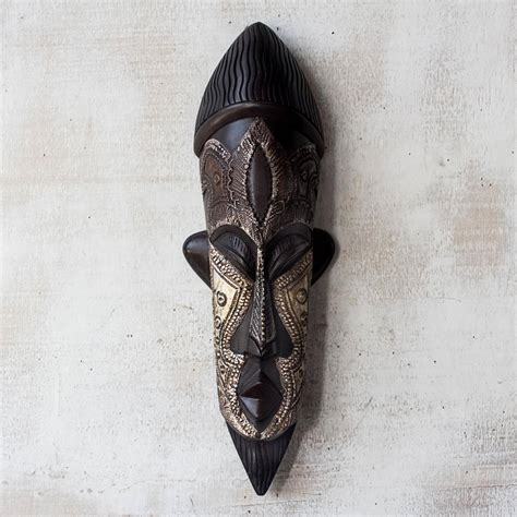 Unicef Market Handcrafted Sese Wood And Aluminum African Mask From