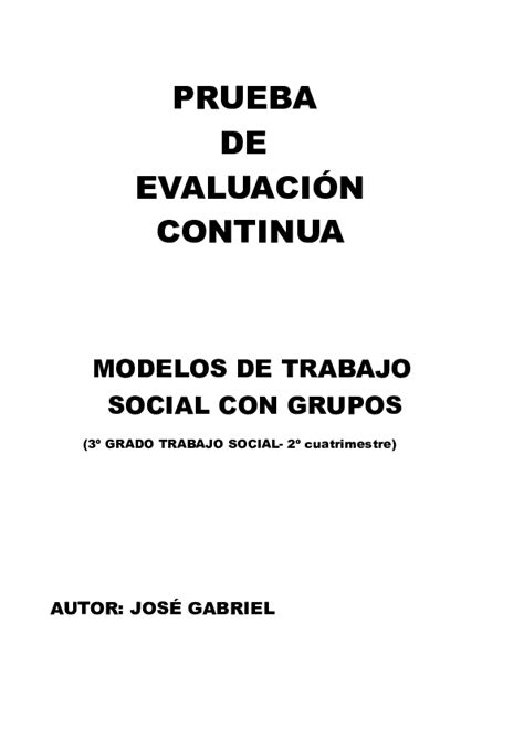 Pdf Prueba De EvaluaciÓn Continua Modelos De Trabajo Social Con