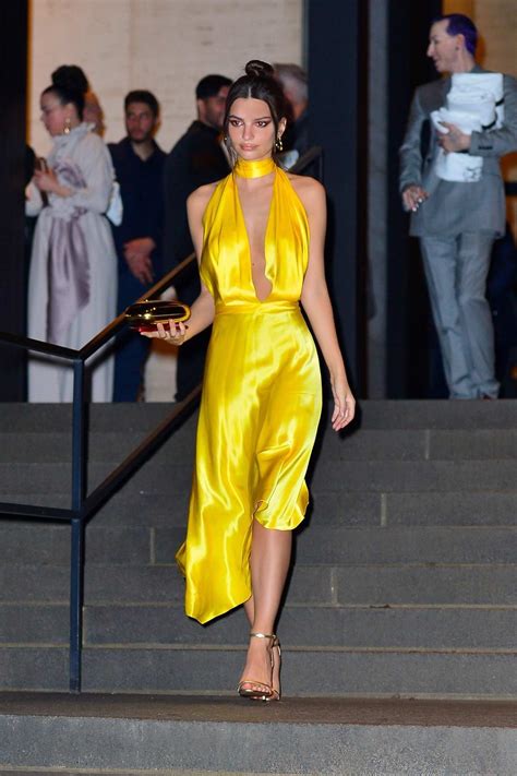 Emily Ratajkowski Yellow Silk Dress Pin By Maya Oconnor On Outfits