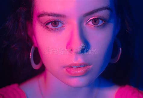 Photo Of A Woman In Neon Beautiful Photo In A Teen Club Red Blue