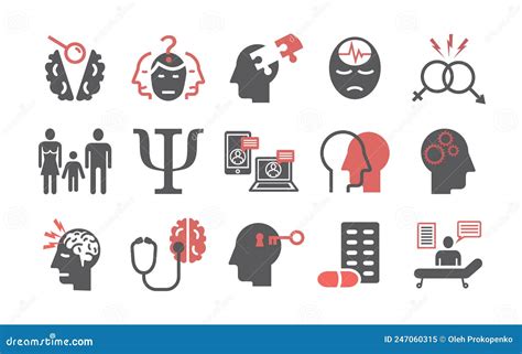 Psychologist Icons Set Conceptual Infographics Counseling Psychology
