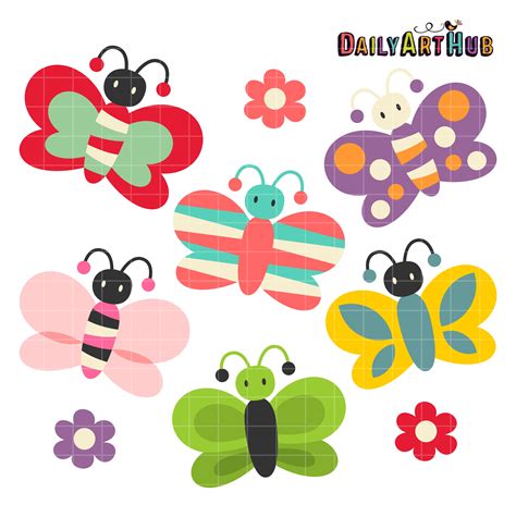 Cute Butterflies Clip Art Set Daily Art Hub Free Clip