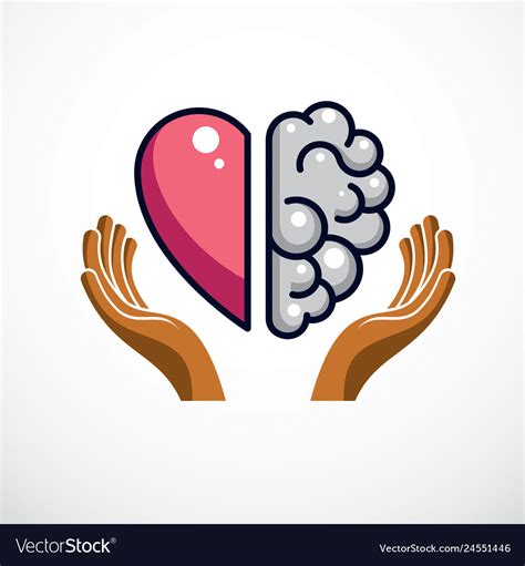 Heart And Brain Concept Conflict Between Emotions Vector Image