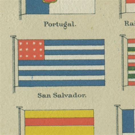 Vintage Country Flags Chromolithograph Illustration