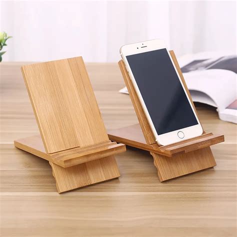 Innovation Desktop Bamboo Mobile Phone Holder Solid Wood Tablet Lazy