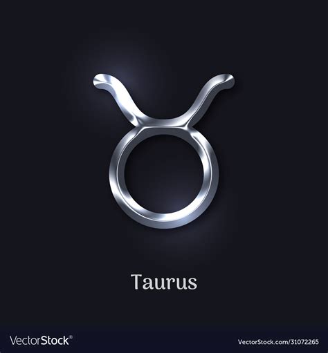 Taurus Silver Zodiac Isolated Sign Royalty Free Vector Image