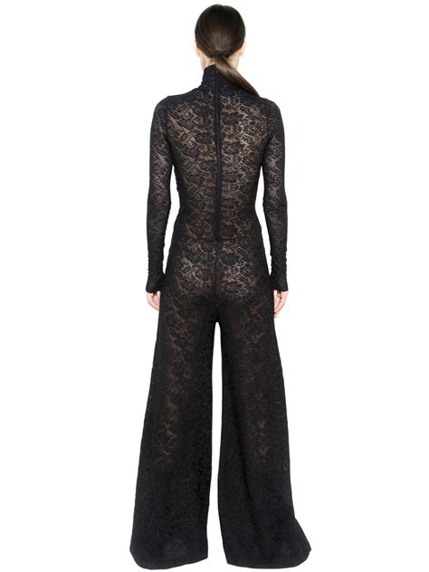 Stella Mccartney Wool Lace Jumpsuit In Black Lyst