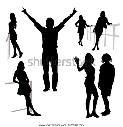Vector 7 Silhouettes People Different Sex Stock Vector Royalty Free 1094308229