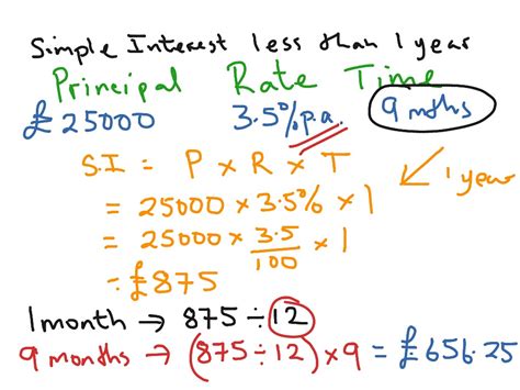 Simple Interest Less Than 1 Year Math Showme
